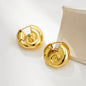 Vintage Stainless Steel Gold Plated Texture Snail Conch Shell Earrings for Women CZ Zircon Starfish Earring Beach Jewelry Gifts